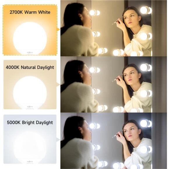 8-Pack Vanity Light Bulbs for Bathroom 60 Watt, Warm White 2700K, G25 LED Globe - Picture 4 of 7